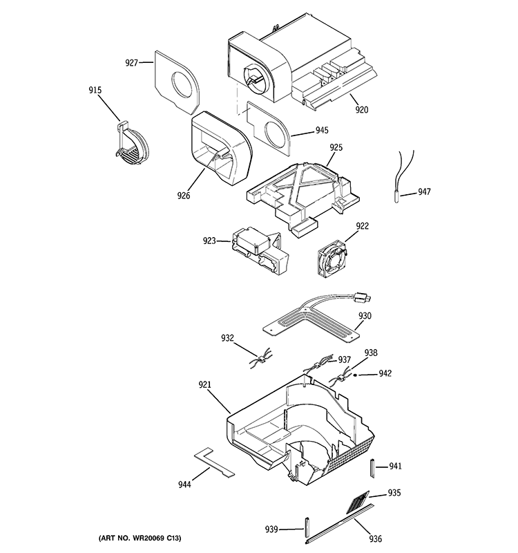 CUSTOM COOL Diagram and Parts List for PJE25YGXAFSV  General Electric Refrigerator