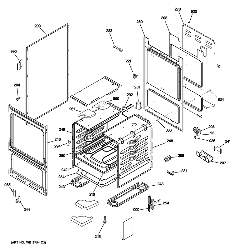 BODY PARTS Diagram and Parts List for RA720K2CT  Hotpoint Range