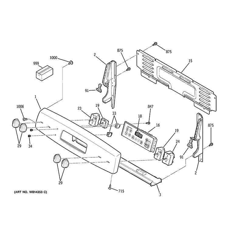 CONTROL PANEL Diagram and Parts List for JBP68SM3SS  General Electric Range