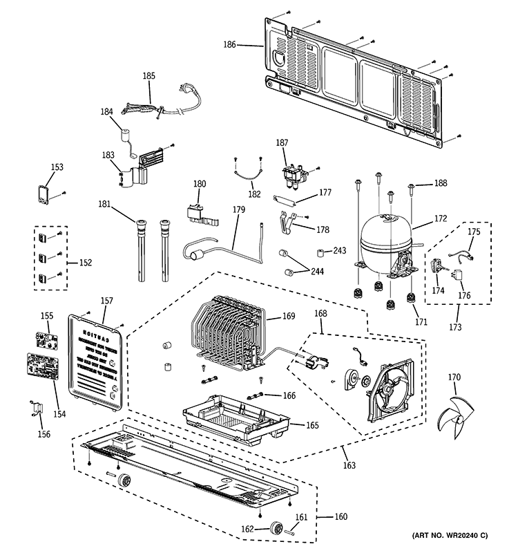 UNIT PARTS Diagram and Parts List for PFSF6PKWABB  General Electric Refrigerator