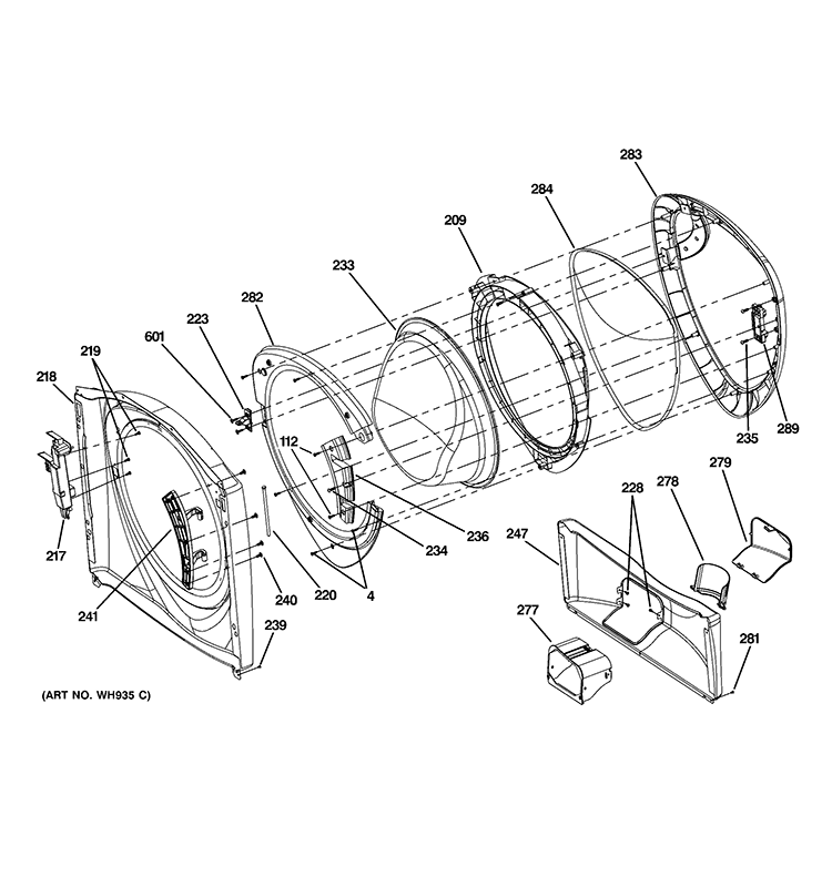 FRONT PANEL & DOOR Diagram and Parts List for PFWS4605L0MV  General Electric Washer