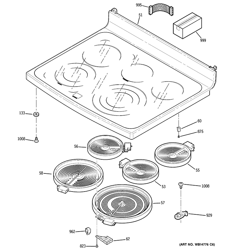 COOKTOP Diagram and Parts List for PB978DT1BB  General Electric Wall Oven