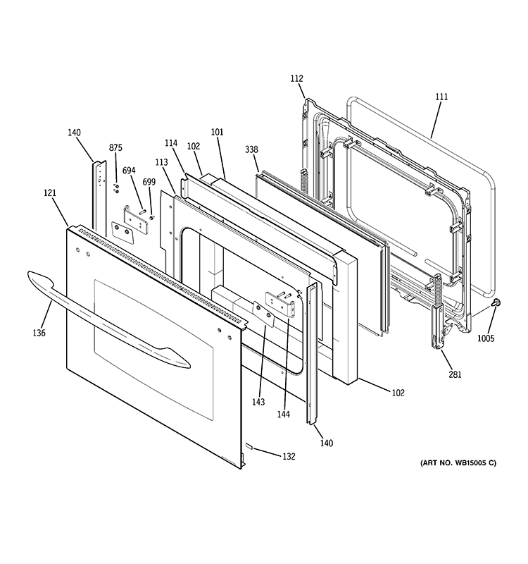 LOWER DOOR Diagram and Parts List for PB978DT1BB  General Electric Wall Oven