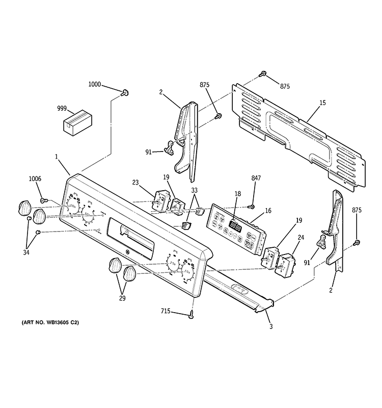 CONTROL PANEL Diagram and Parts List for JB670SP3SS  General Electric Range