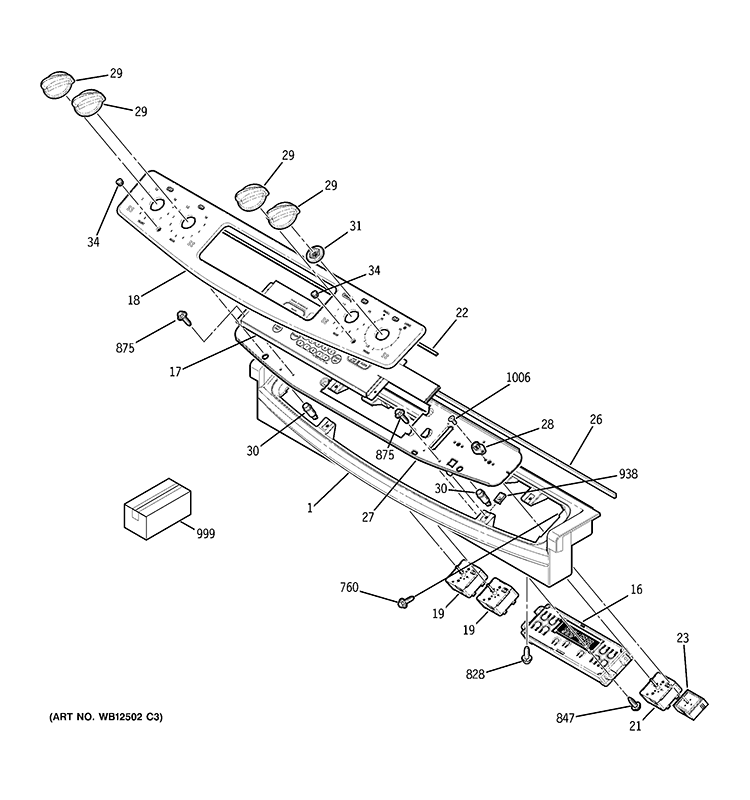 CONTROL PANEL Diagram and Parts List for JDP42DT1BB  General Electric Range