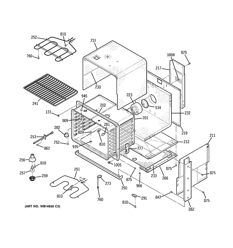 BODY PARTS Diagram and Parts List for JDP42DT1BB  General Electric Range