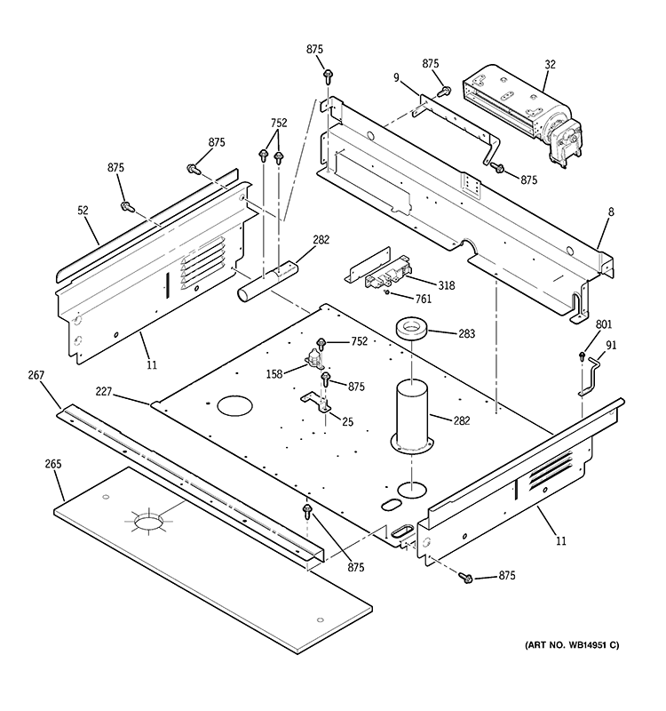 COOLING FAN Diagram and Parts List for JGSP42SET1SS  General Electric Range