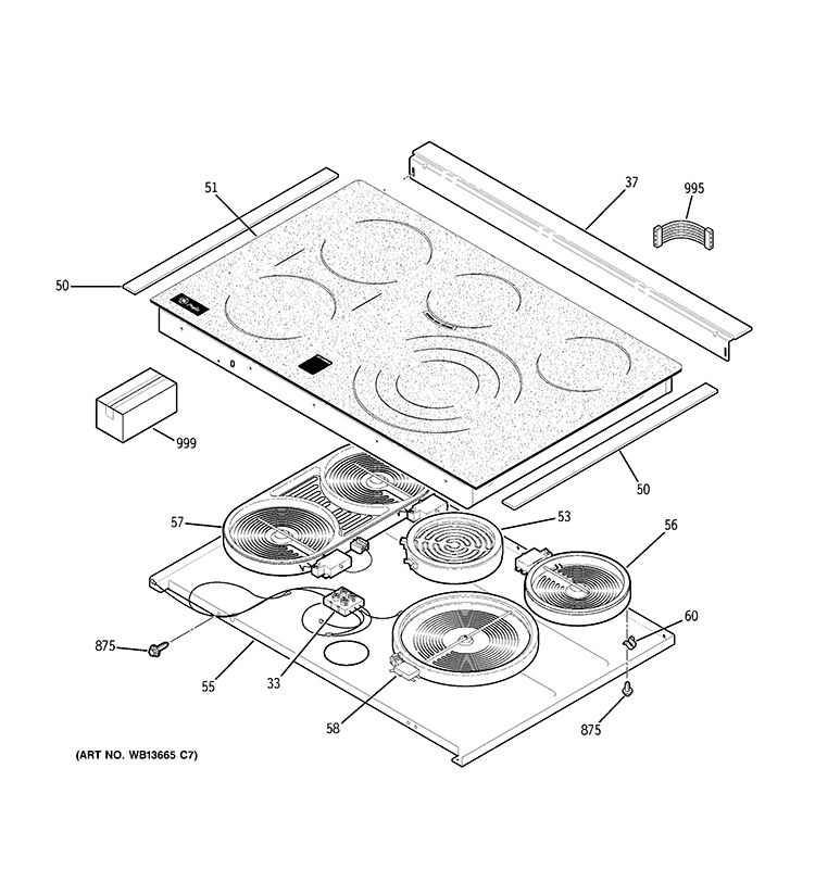 COOKTOP Diagram and Parts List for JSP46DP3BB  General Electric Range