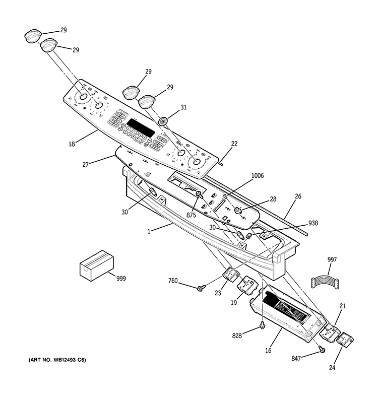 CONTROL PANEL Diagram and Parts List for PD968DP3BB  General Electric Range