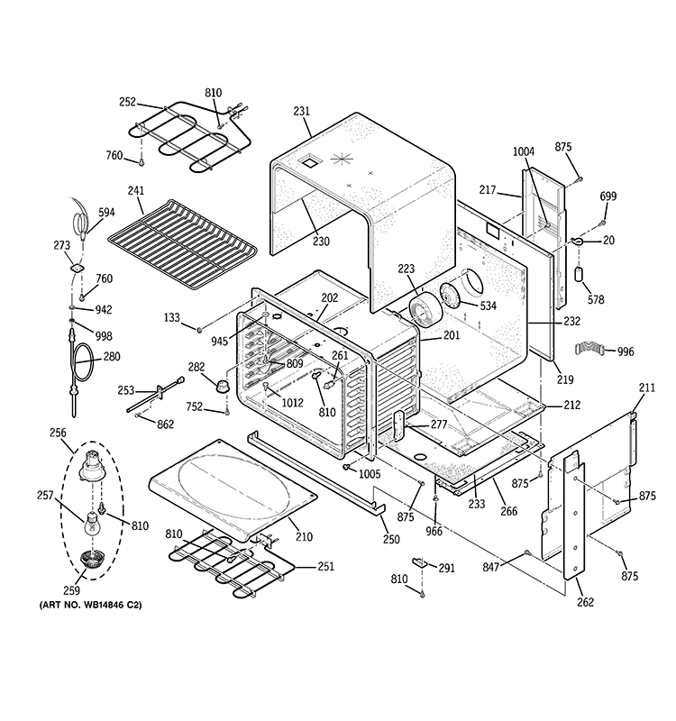 BODY PARTS Diagram and Parts List for PD968SP3SS  General Electric Range