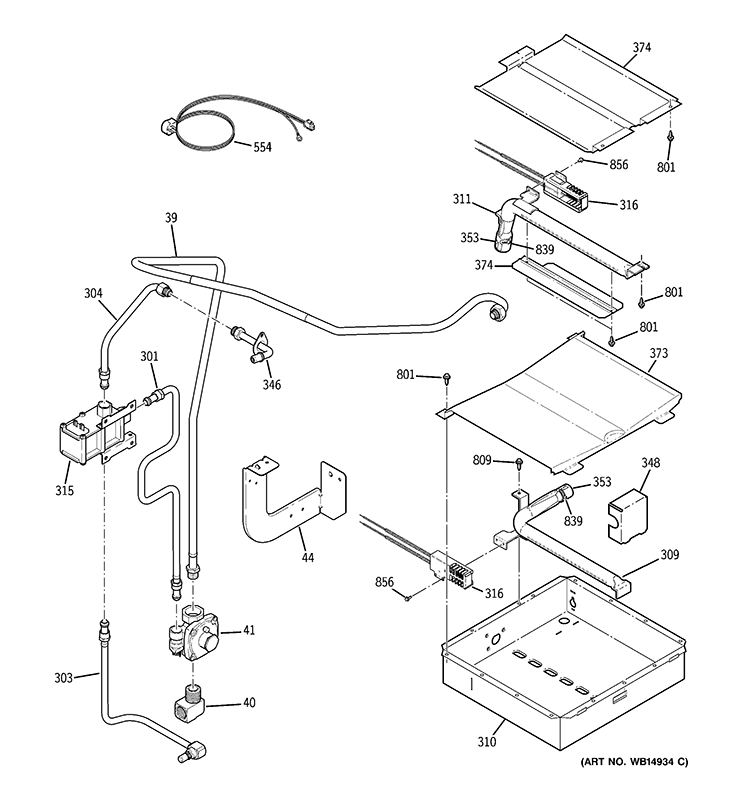 GAS & BURNER PARTS Diagram and Parts List for PGS908DEP2CC  General Electric Range