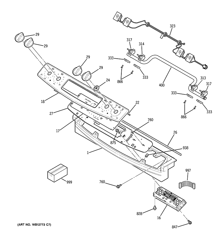 CONTROL PANEL Diagram and Parts List for PGS908DEP2CC  General Electric Range