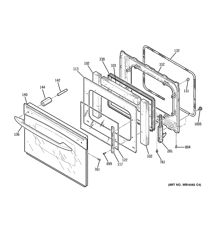DOOR Diagram and Parts List for PGS908DEP2CC  General Electric Range