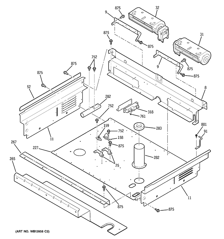 COOLING FAN Diagram and Parts List for PGS908DEP2CC  General Electric Range