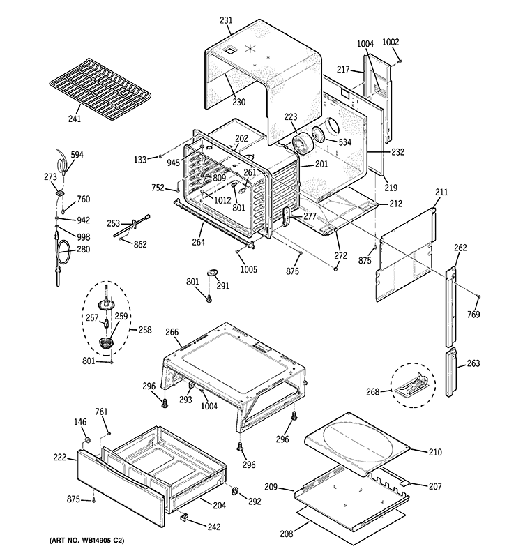 BODY PARTS Diagram and Parts List for PGS968TEP3WW  General Electric Range