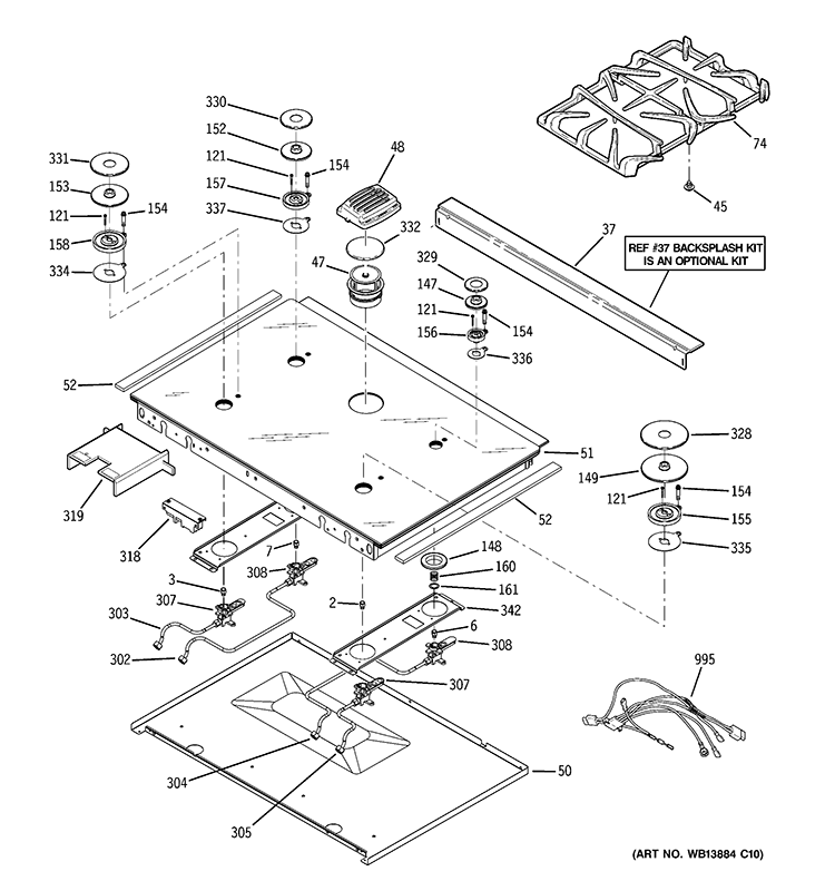 COOKTOP Diagram and Parts List for PGS968SEP3SS  General Electric Range