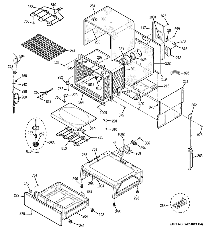 BODY PARTS Diagram and Parts List for PS968SP3SS  General Electric Range