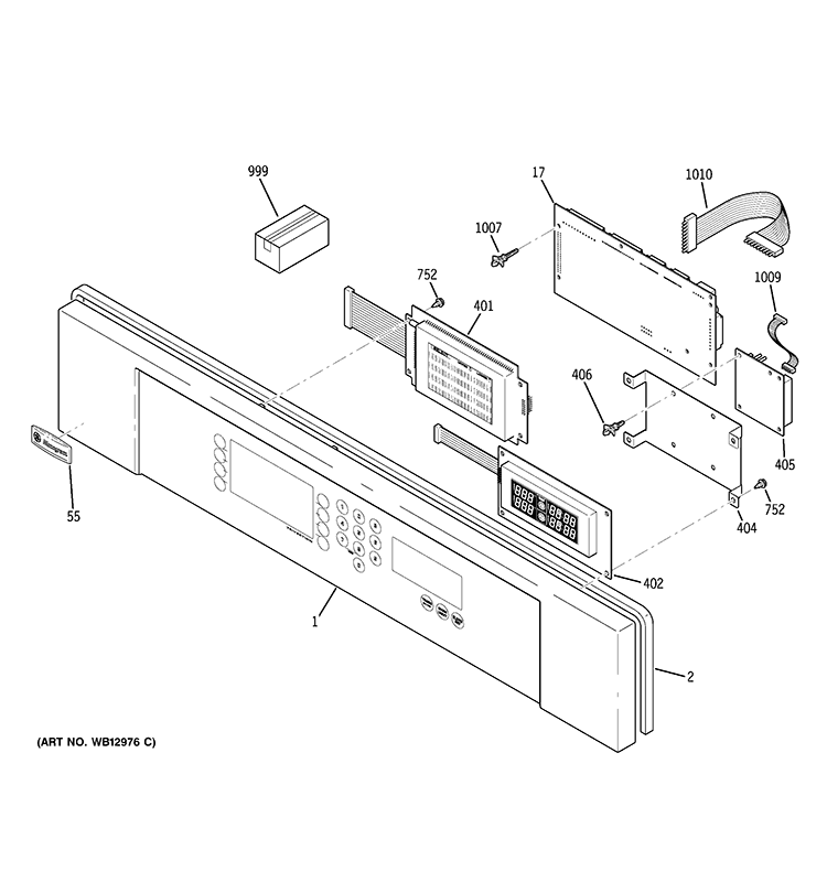 CONTROL PANEL Diagram and Parts List for ZET3038SH4SS  General Electric Wall Oven