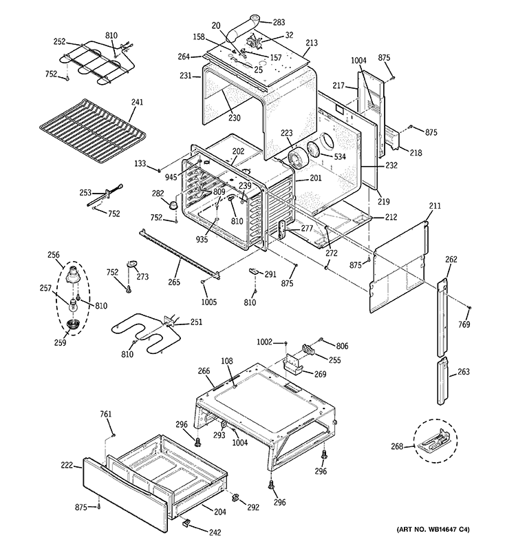 BODY PARTS Diagram and Parts List for JSP39SN5SS  General Electric Range