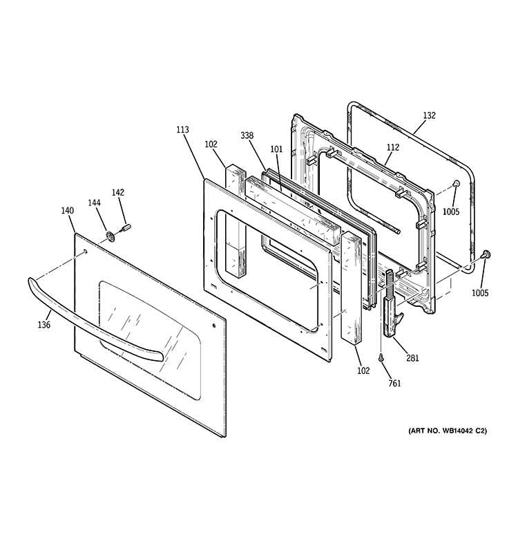 DOOR Diagram and Parts List for JTP30SP2SS  General Electric Wall Oven