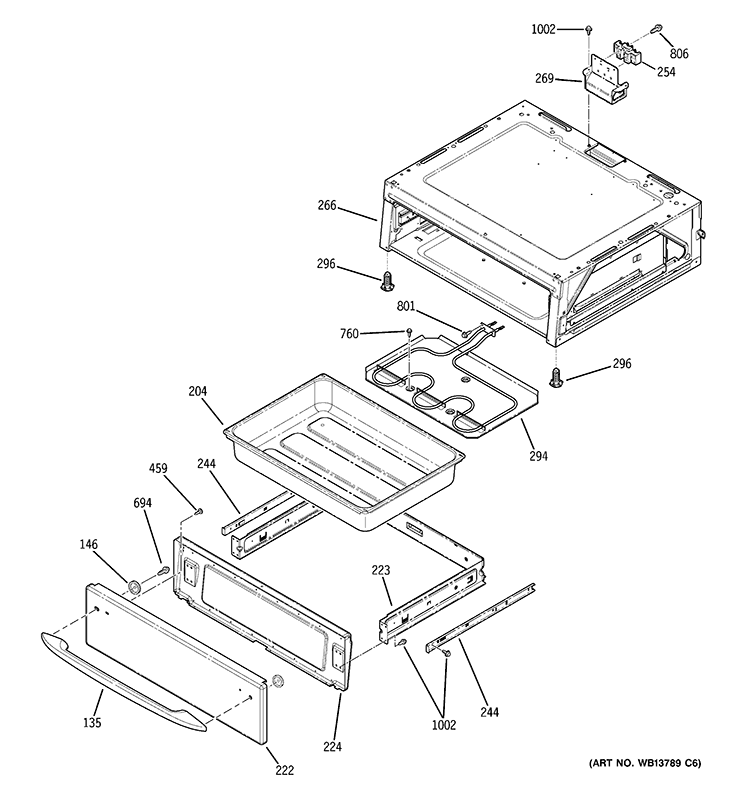 WARMING DRAWER Diagram and Parts List for PB900SP5SS  General Electric Range