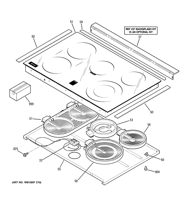COOKTOP Diagram and Parts List for PCS905DP2WW  General Electric Range