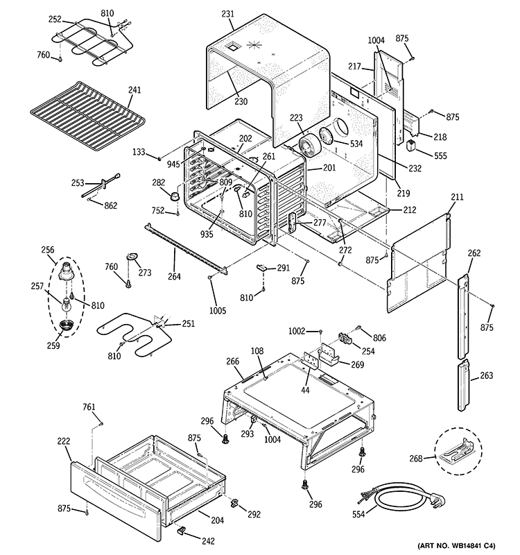 BODY PARTS Diagram and Parts List for PCS905DP2WW  General Electric Range