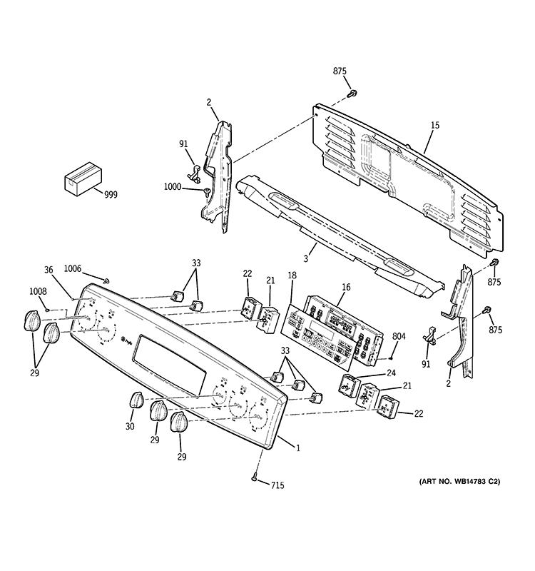 CONTROL PANEL Diagram and Parts List for PB900DP5BB  General Electric Range