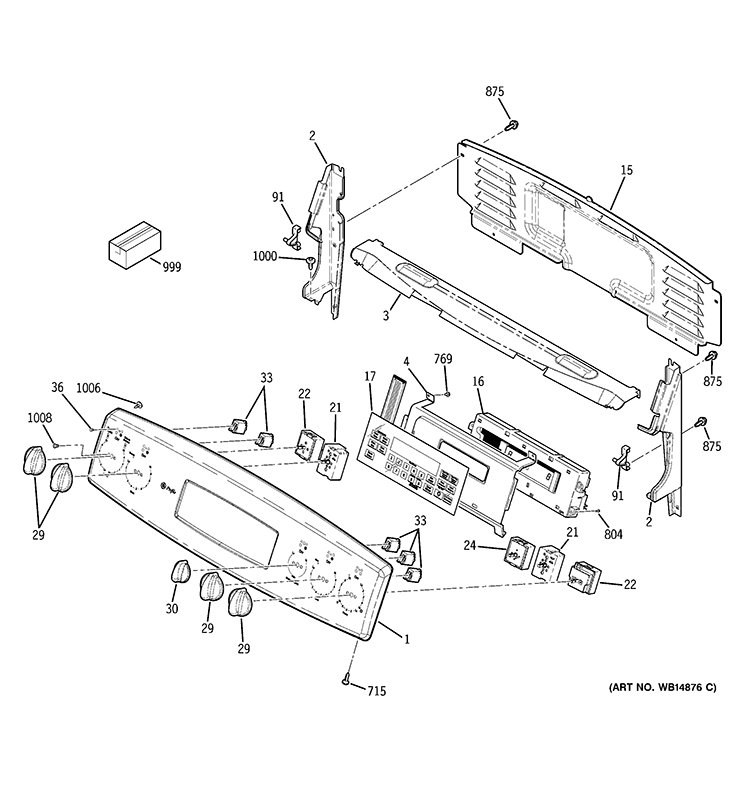 CONTROL PANEL Diagram and Parts List for PB909DP6BB  General Electric Range