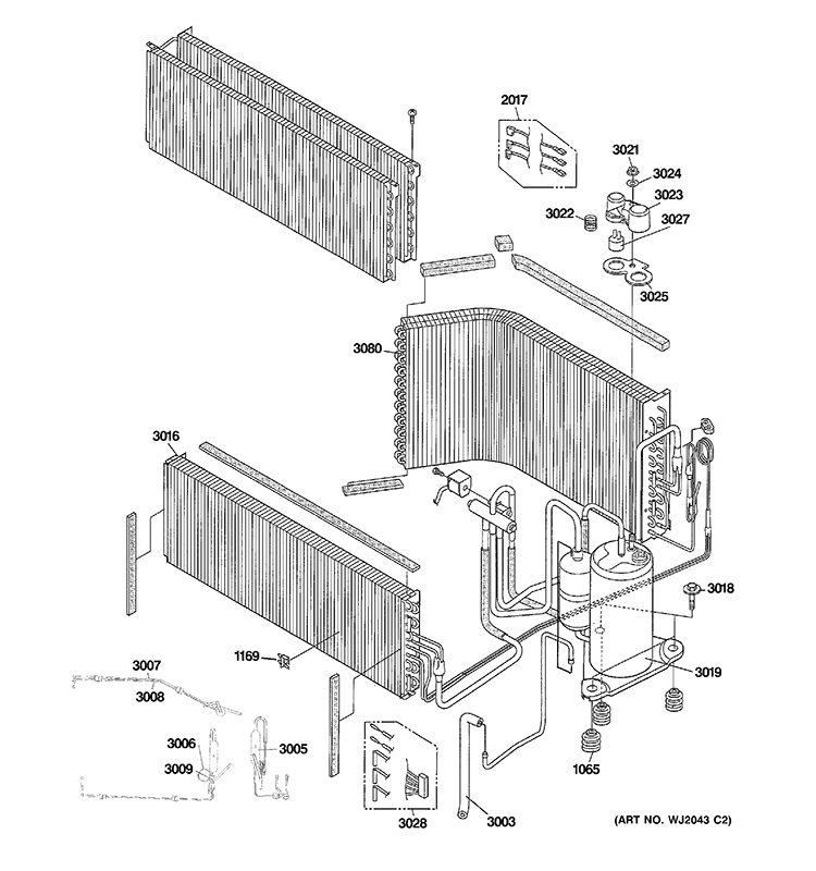 UNIT PARTS Diagram and Parts List for AZ41E09DABW4  General Electric Air Conditioner