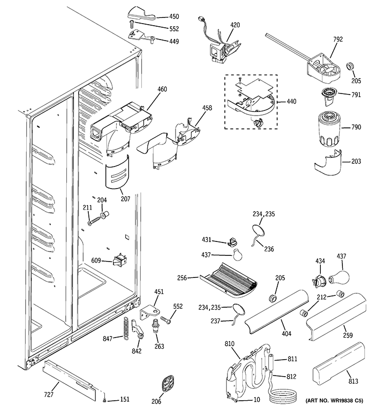 FRESH FOOD SECTION Diagram and Parts List for GSS23QSTASS  General Electric Refrigerator