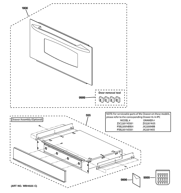 DOOR PARTS Diagram and Parts List for PSB2200NBB02  General Electric Microwave