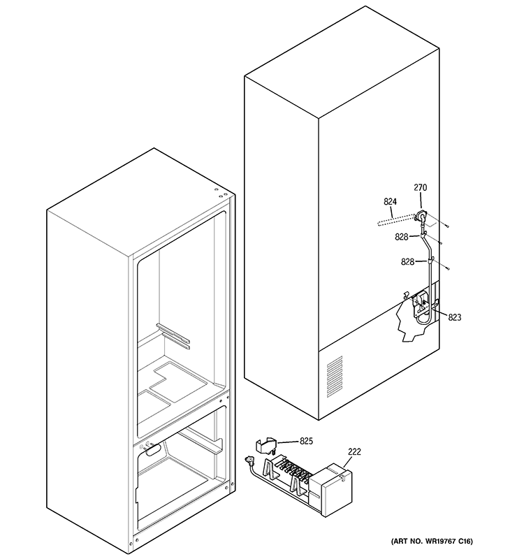 WATER SYSTEM Diagram and Parts List for SDL20KCSBBS  General Electric Refrigerator