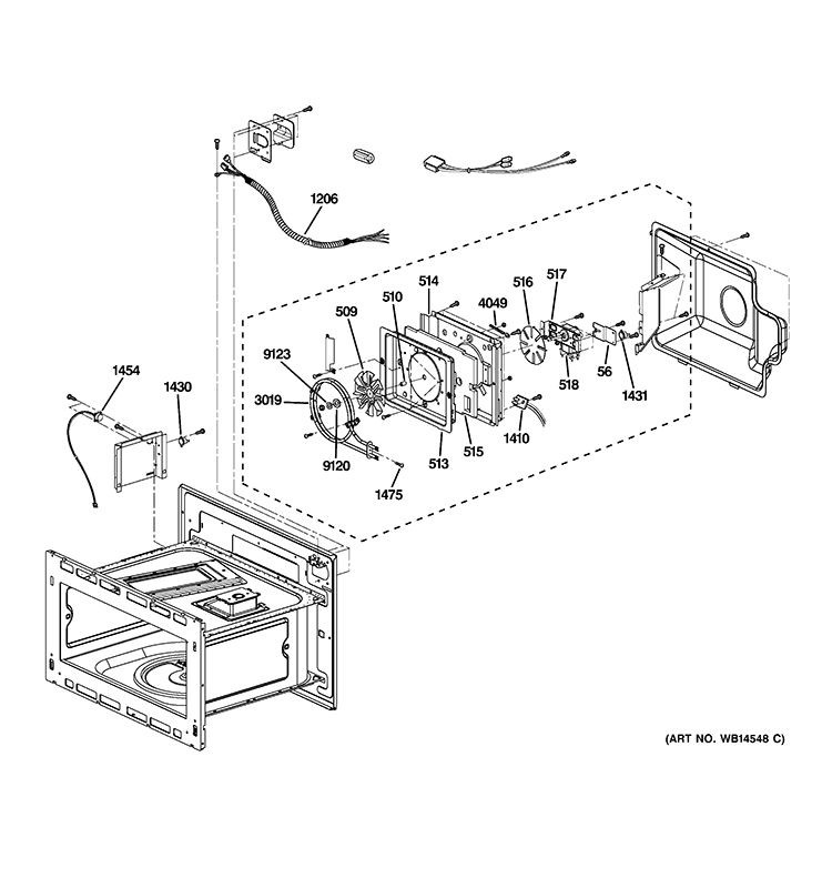 INTERIOR PARTS 1 Diagram and Parts List for ZSC2200NBB02  General Electric Microwave