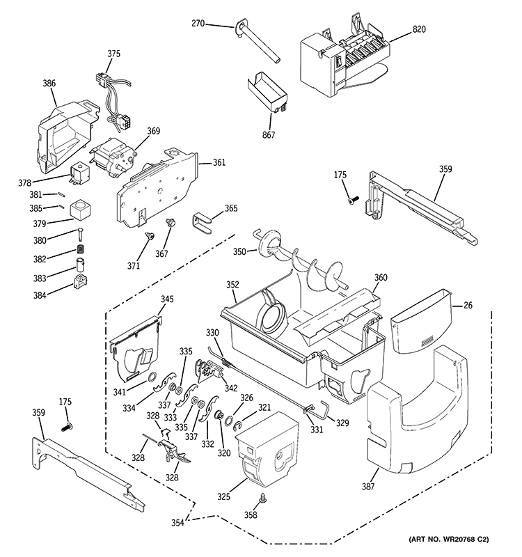 ICE MAKER & DISPENSER Diagram and Parts List for PSHF6YGZBEWW  General Electric Refrigerator