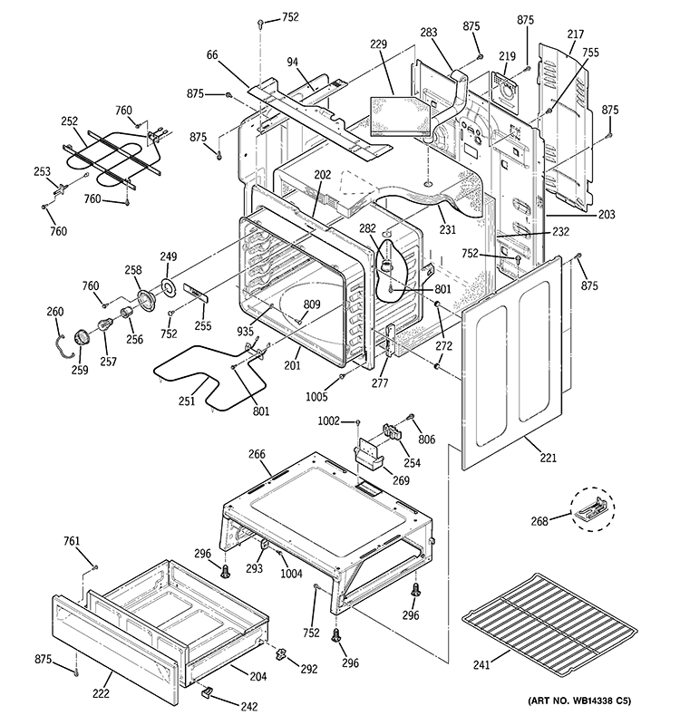 BODY PARTS Diagram and Parts List for JB620BR3WH  General Electric Range