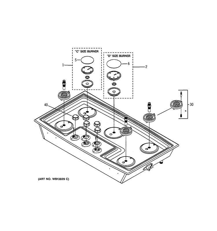 COOKTOP & BURNERS Diagram and Parts List for ZGU375LSD1SS  General Electric Cooktop