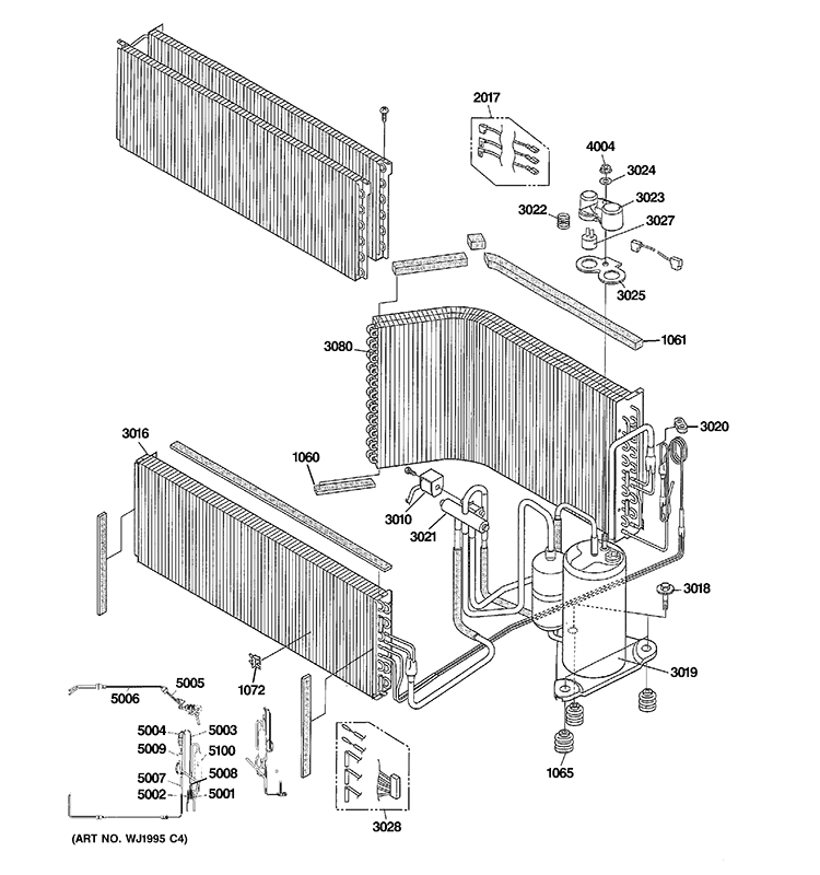 UNIT PARTS Diagram and Parts List for AZ61H12EABW2  General Electric Air Conditioner