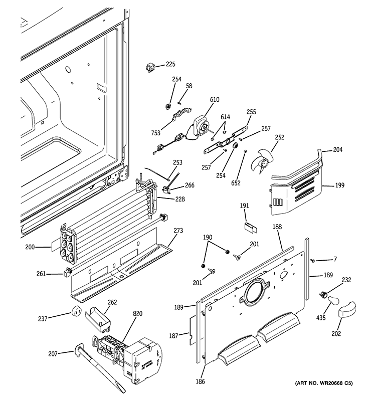 FREEZER SECTION Diagram and Parts List for GBSL0HCXFLLS  General Electric Refrigerator
