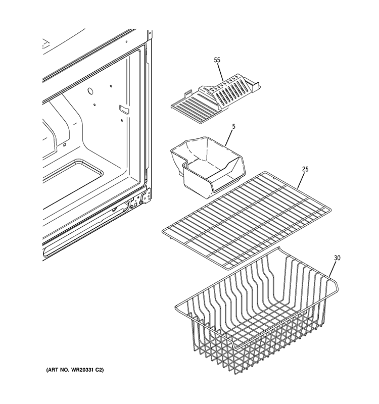FREEZER SHELVES Diagram and Parts List for GBSL0HCXFLLS  General Electric Refrigerator