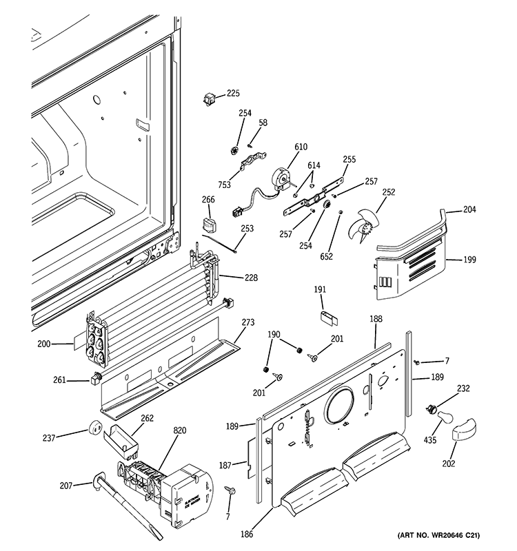 FREEZER SECTION Diagram and Parts List for GBSL0HCXFRLS  General Electric Refrigerator