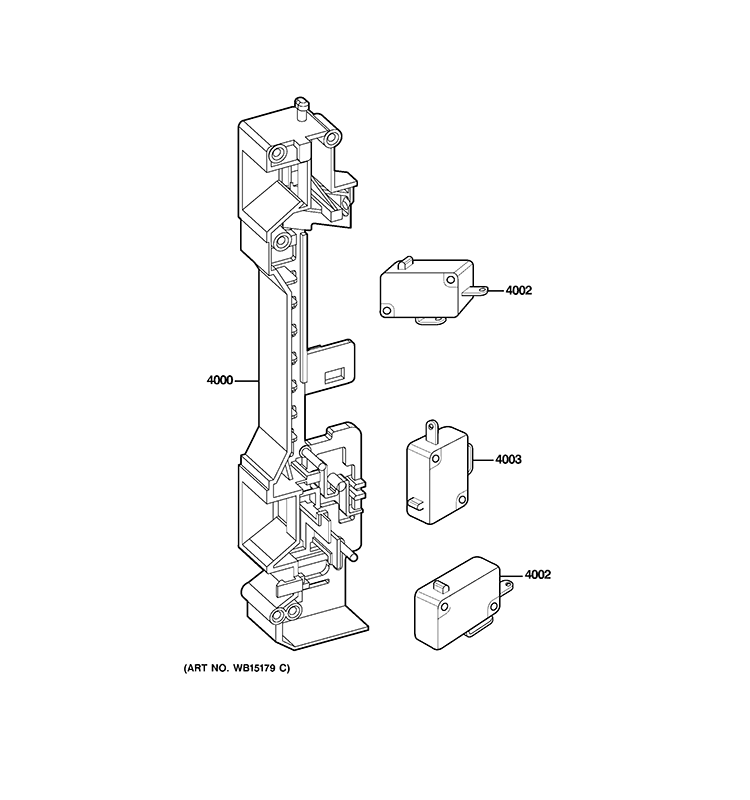 LATCH BOARD PARTS Diagram and Parts List for JES1451DS1WW  General Electric Microwave
