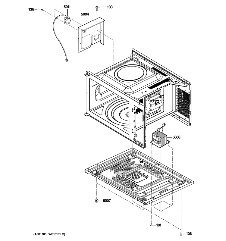 SENSOR & BASE PAN PARTS Diagram and Parts List for JES1451DS1WW  General Electric Microwave