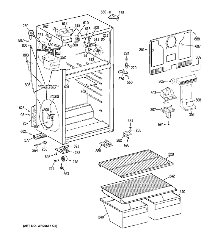 CABINET Diagram and Parts List for HTH17BCZ4LWW  Hotpoint Refrigerator