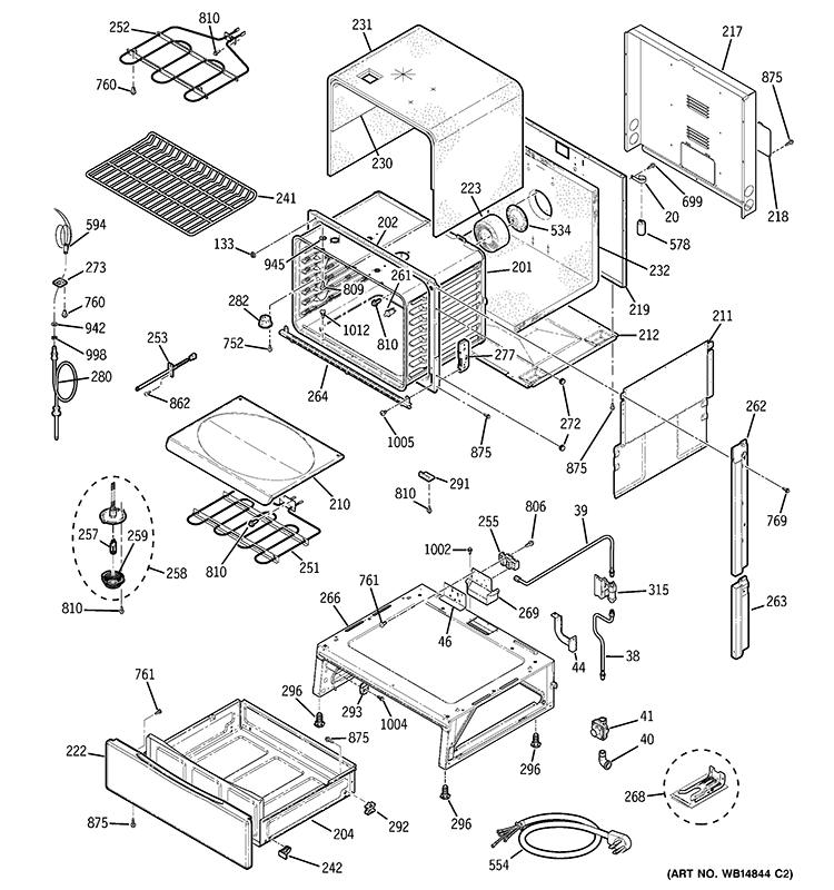 BODY PARTS Diagram and Parts List for P2S975SEP3SS  General Electric Range