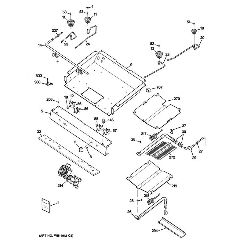 GAS & BURNER PARTS Diagram and Parts List for JGBP33SET2SS  General Electric Range