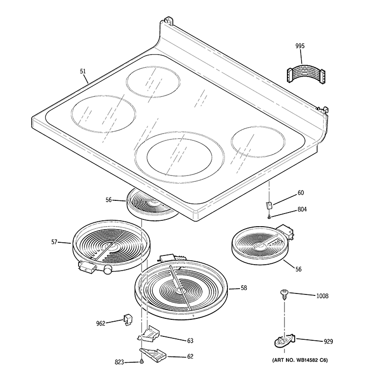 COOKTOP Diagram and Parts List for JBP66SM7SS  General Electric Range
