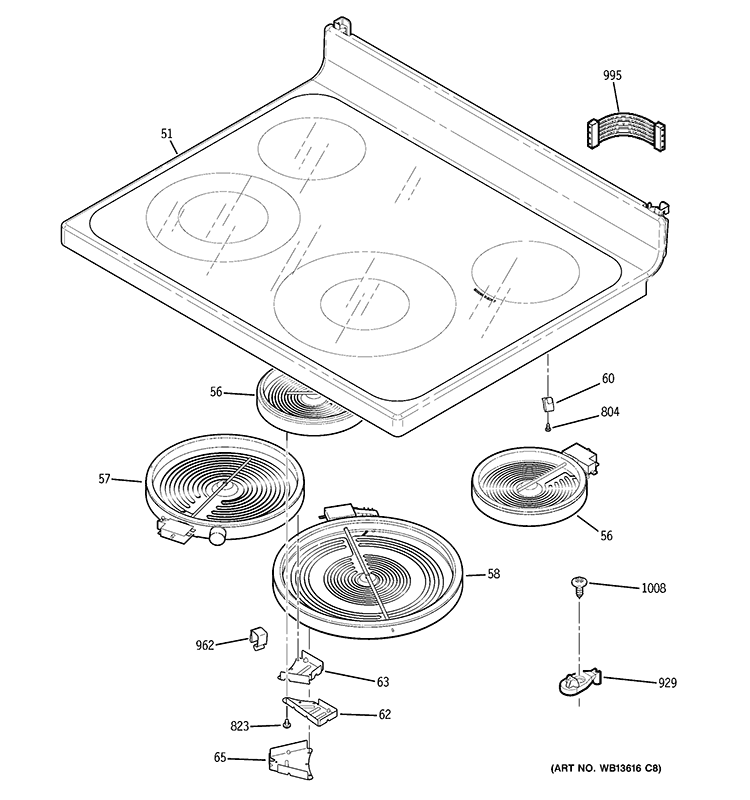 COOKTOP Diagram and Parts List for JB400SP6SS  General Electric Range