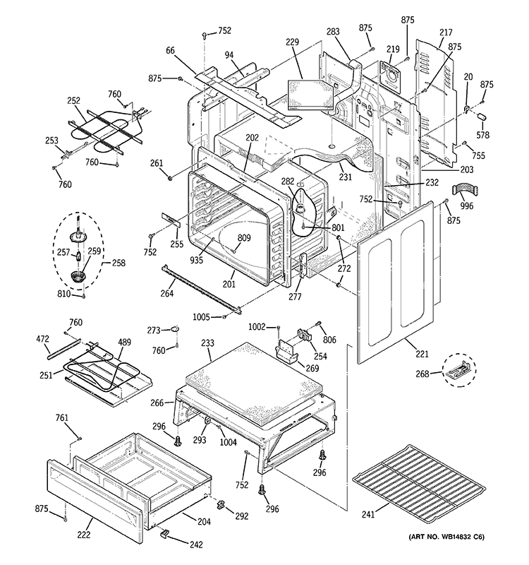 BODY PARTS Diagram and Parts List for JB680ST3SS  General Electric Range