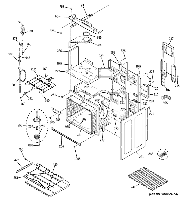 BODY PARTS Diagram and Parts List for PHB925SP4SS  General Electric Wall Oven